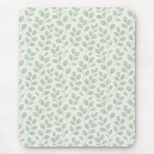 Eucalyptus Botanical Pattern Mouse Pad (Front)