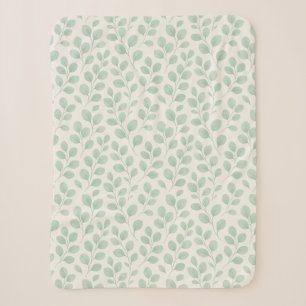 Eucalyptus Botanical Pattern Sherpa Blanket