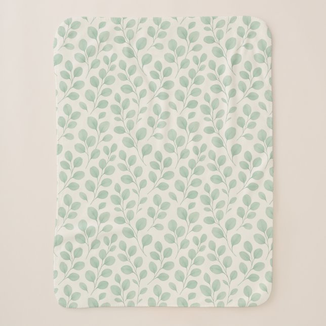 Eucalyptus Botanical Pattern Sherpa Blanket (Front)