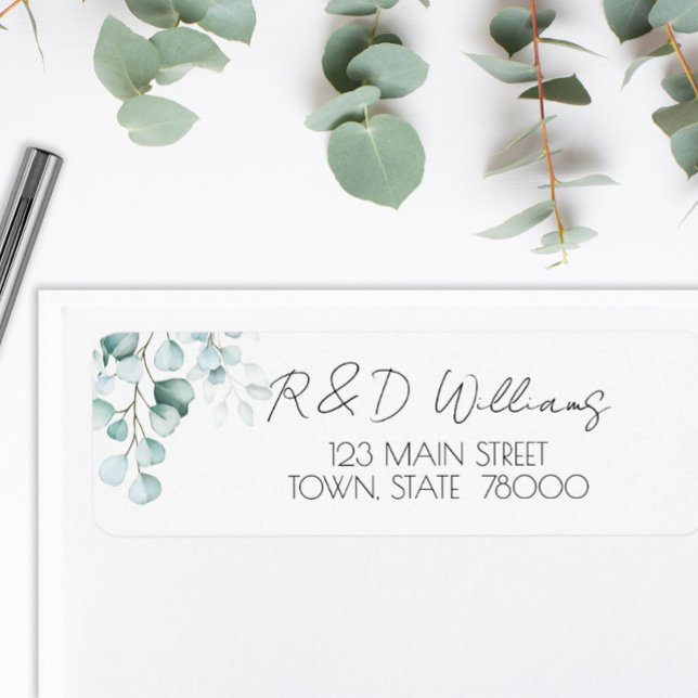 Eucalyptus Botanical Return Address Label (Elegant eucalyptus return address label)