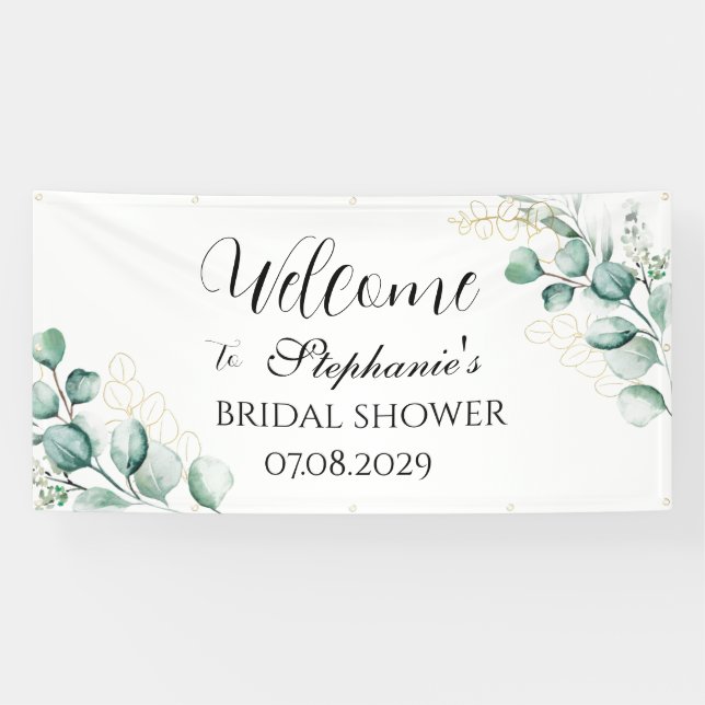 Eucalyptus Botanical Rustic Bridal Shower Banner (Horizontal)