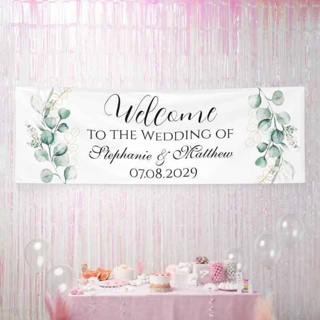 Eucalyptus Botanical Rustic Wedding Banner (Party)