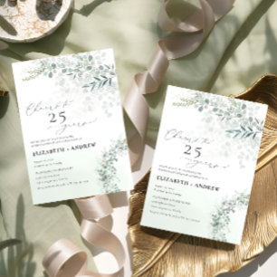 Eucalyptus Botanical Sage Any Year Anniversary Invitation