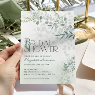 Eucalyptus Botanical Sage Green Bridal Shower Invitation
