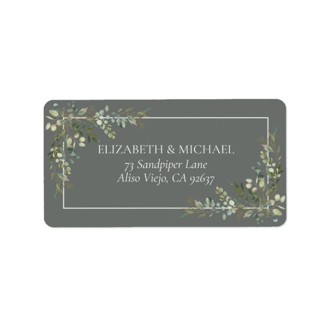 Eucalyptus Botanical Sage Green Wedding Address Label (Front)