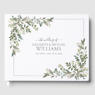 Eucalyptus Botanical Sage Green Wedding Guest Book