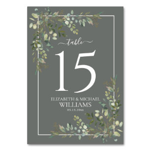 Eucalyptus Botanical Sage Green Wedding Table Numb Number