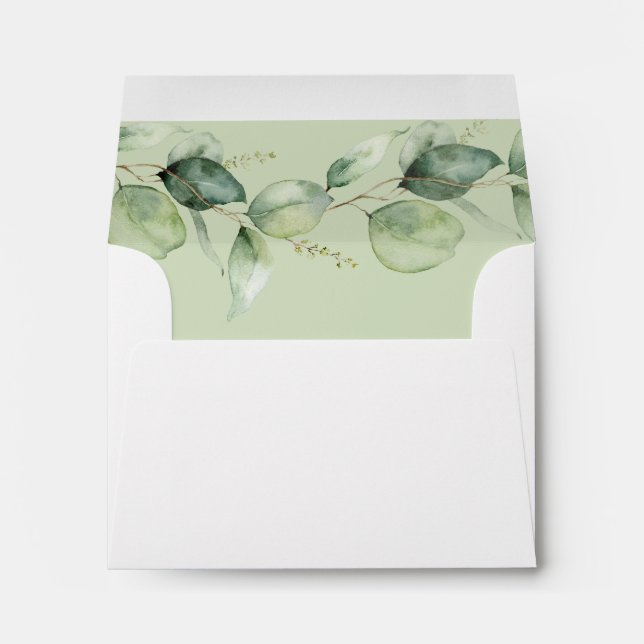 Eucalyptus Botanical Script Greenery Address Envelope (Back (Bottom))