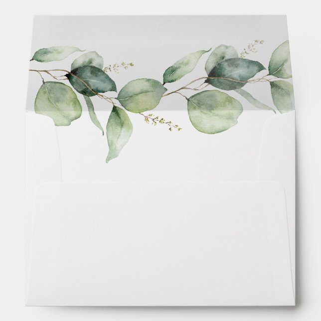Eucalyptus Botanical Script Typography Address Envelope (Back (Bottom))