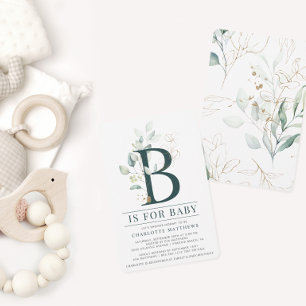 Eucalyptus Botanical Watercolor Baby Shower  Invitation