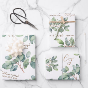 Eucalyptus Botanical Wedding, Bridal Shower Wrapping Paper Sheet