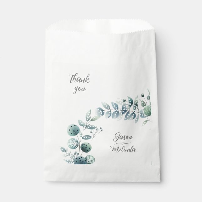 Eucalyptus Botanical Wedding Favour Bag (Front)