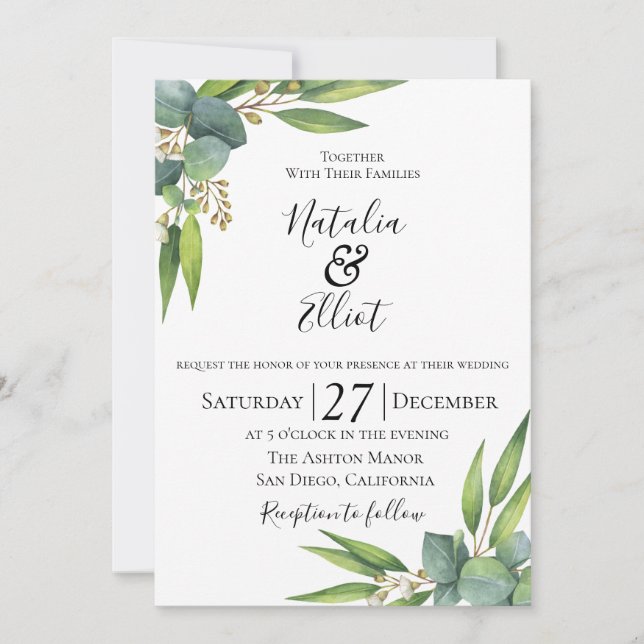 Eucalyptus Botanical Wedding Invitation (Front)