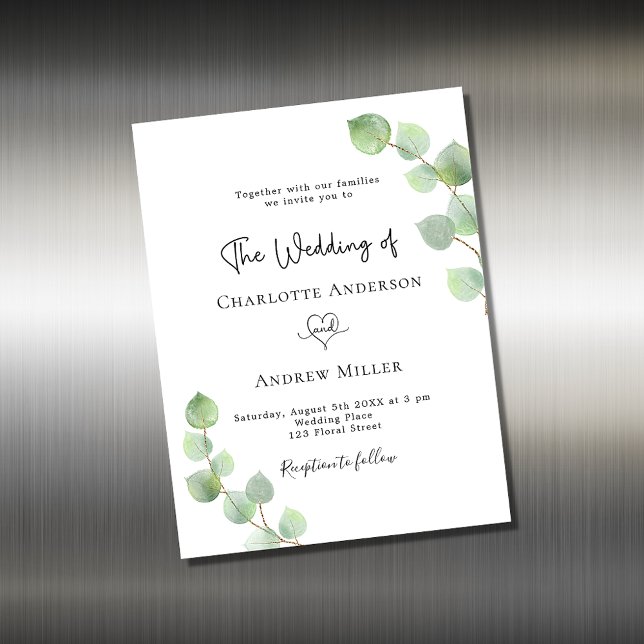 Eucalyptus botanical wedding invitation magnet (Creator Uploaded)