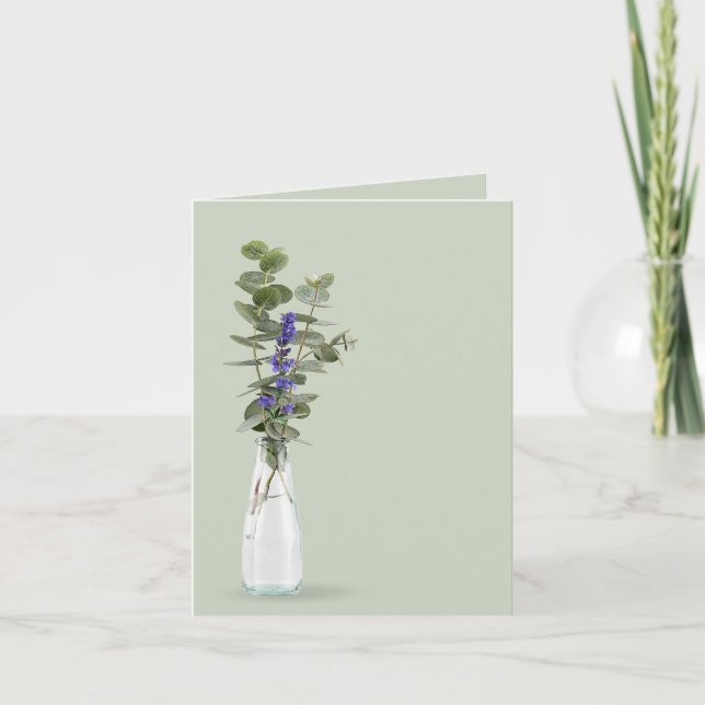 Eucalyptus Bouquet In Bottle Vase Note Card (Front)