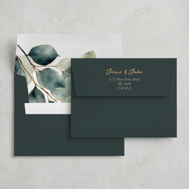 Eucalyptus branch and green leaves envelope (Eucalyptus branch and green leaves envelope.)