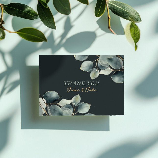 Eucalyptus branch and green leaves thank you card (Eucalyptus branch and green leaves thank you card)