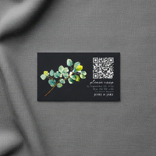 Eucalyptus branch, dark wedding rsvp enclosure card