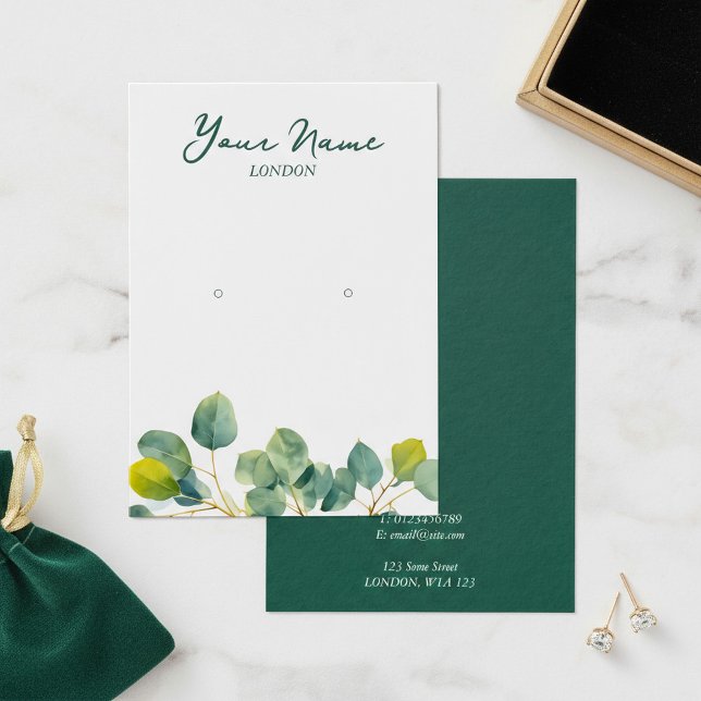 Eucalyptus branch green leafy earring display card (Eucalyptus branch green leafy earring display card.)