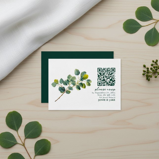 Eucalyptus branch leaves wedding rsvp enclosure card (Eucalyptus branch leaves wedding rsvp enclosure.)