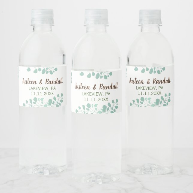Eucalyptus Branch Water Bottle Label (Bottles)