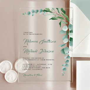 Eucalyptus Branch Wedding Acrylic Invitations