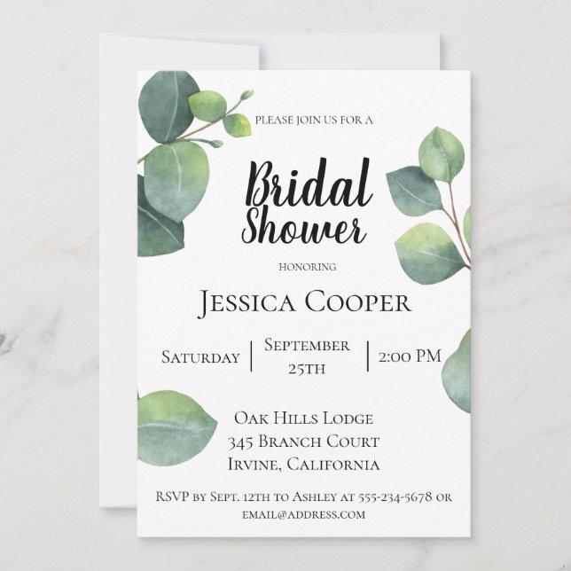 Eucalyptus Branches Bridal Shower Invitation (Front)