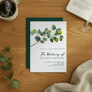 Eucalyptus branches green leaves wedding invitation