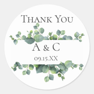 Eucalyptus Branches Personalised Favour Classic Round Sticker