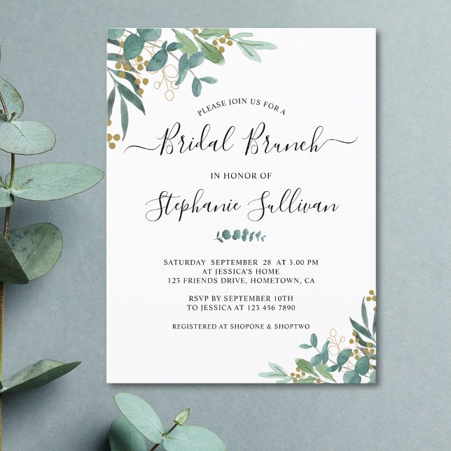 Eucalyptus Bridal Brunch Invitation Postcard (Creator Uploaded)