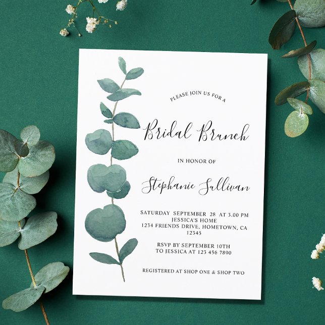 Eucalyptus Bridal Brunch Invitation Postcard. Postcard (Creator Uploaded)