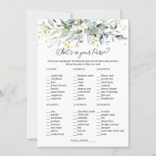 Eucalyptus Bridal Purse/Wedding Scramble Games Invitation