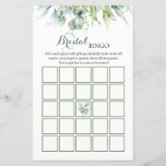 Eucalyptus Bridal Shower Bingo Game<br><div class="desc">Winter greenery watercolor mint green eucalyptus bridal shower bingo game</div>