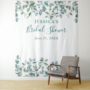 Eucalyptus Bridal Shower Chic Photo Booth Backdrop Tapestry