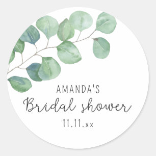 Eucalyptus - bridal shower  classic round sticker