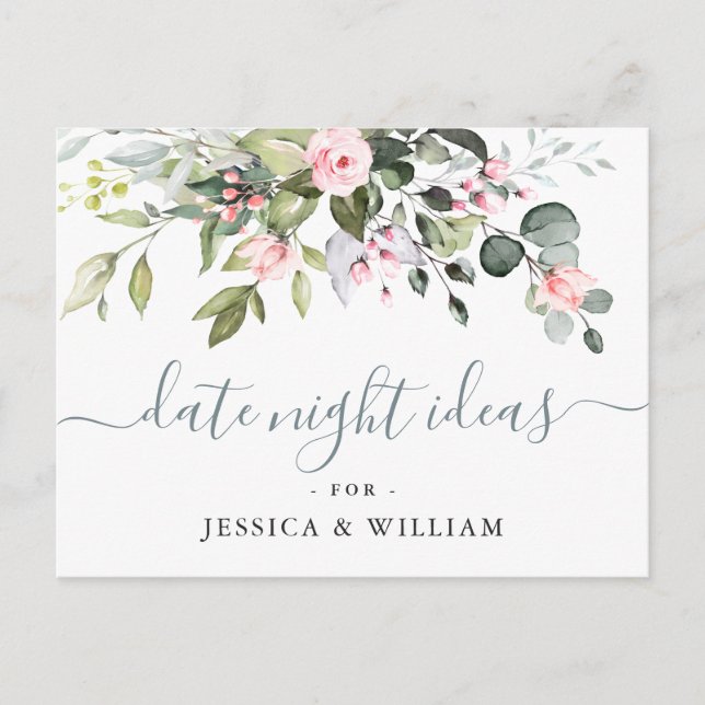 Eucalyptus Bridal Shower Date Night Idea Card (Front)