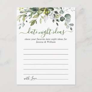 Eucalyptus Bridal Shower Date Night Ideas Card