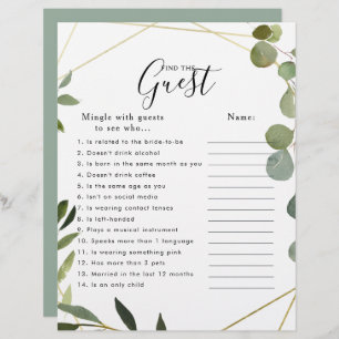 Eucalyptus Bridal Shower Find the Guest Game