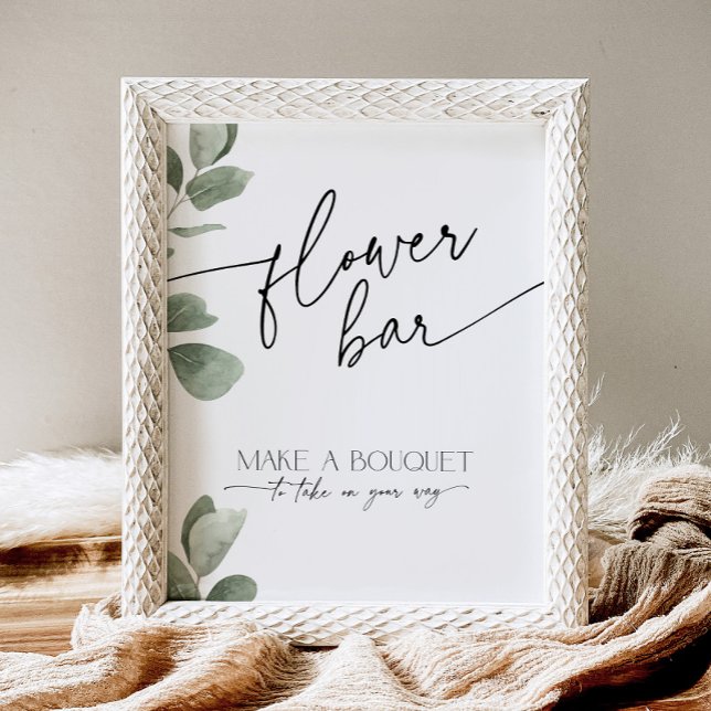 Eucalyptus Bridal Shower Flower Bar Bouquet Favour Pedestal Sign (Creator Uploaded)