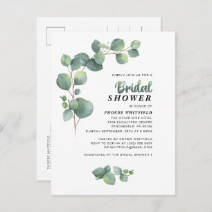 Eucalyptus Bridal Shower Greenery Succulent Invitation Postcard