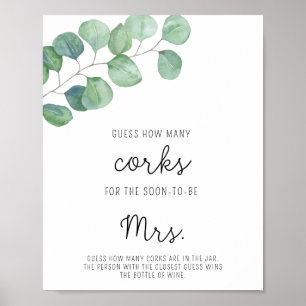 Eucalyptus - Bridal Shower Guess How Many Corks  Poster