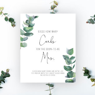 Eucalyptus - Bridal Shower Guess How Many Corks  Poster