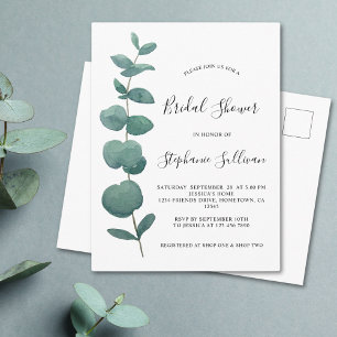 Eucalyptus Bridal Shower Invitation Postcards. Postcard