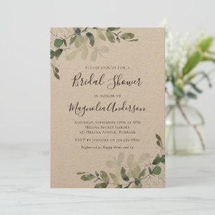 Eucalyptus Bridal Shower Luxury Kraft Invitation