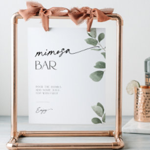 Eucalyptus Bridal Shower Mimosa Bar Pedestal Sign