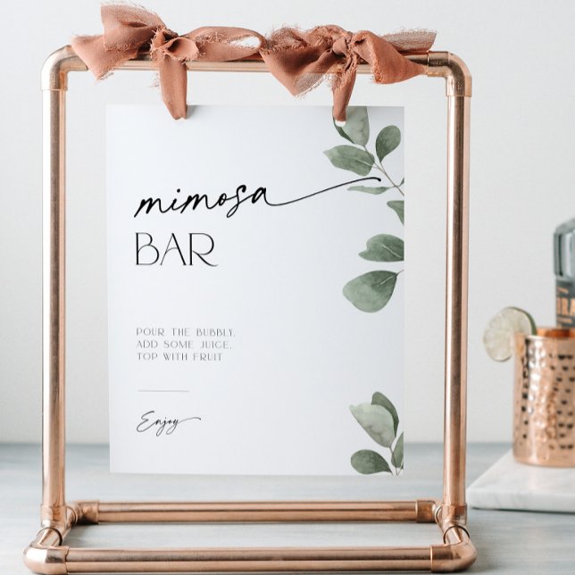 Eucalyptus Bridal Shower Mimosa Bar Pedestal Sign (Creator Uploaded)