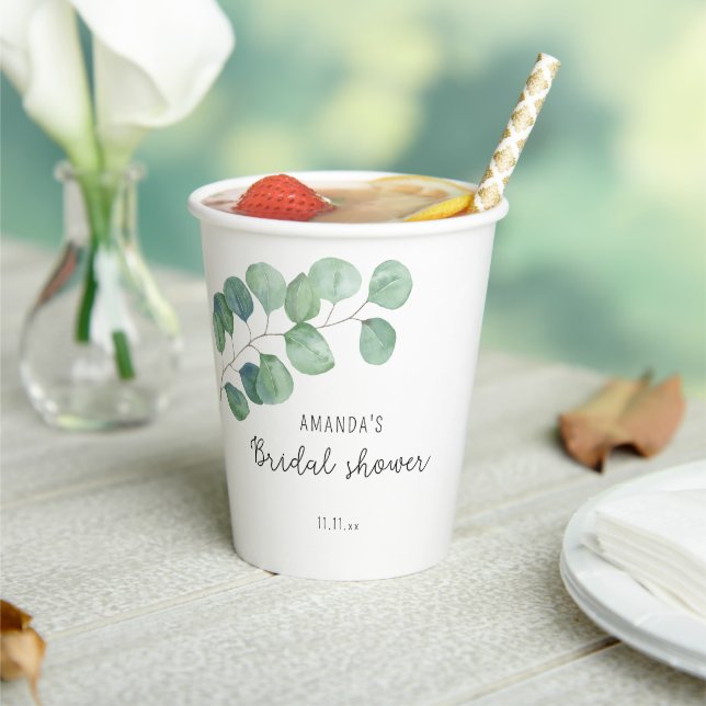 Eucalyptus - bridal shower  paper cups (Insitu)