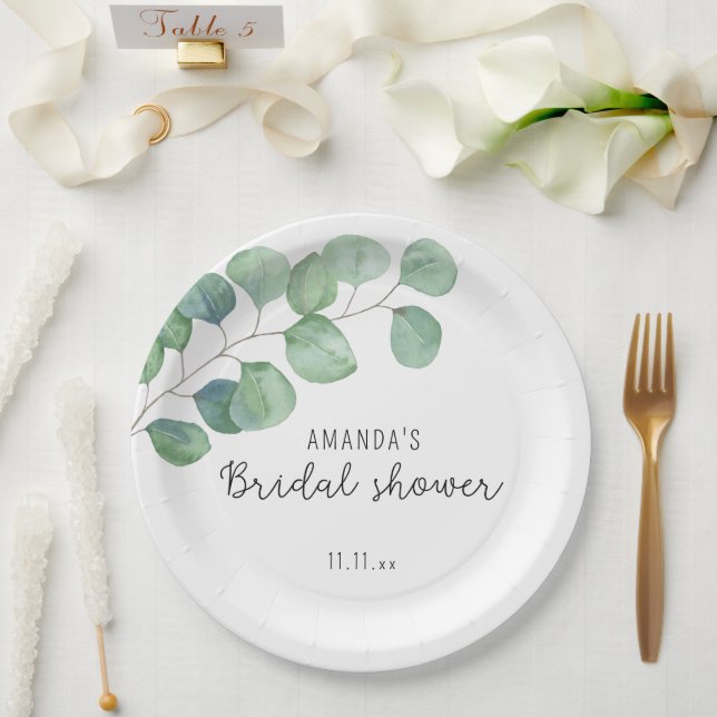 Eucalyptus - bridal shower  paper plate (Wedding)