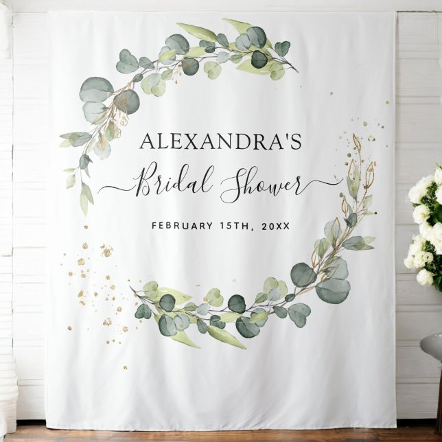 Eucalyptus Bridal Shower Photo Booth Backdrop Tapestry (Creator Uploaded)