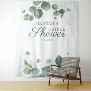 Eucalyptus Bridal Shower Photo Booth Backdrop Tapestry